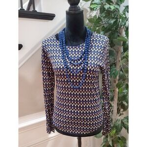 H&M Women's Multicolor Viscose Round Neck Long Sleeve Casual Top Blouse Size XS